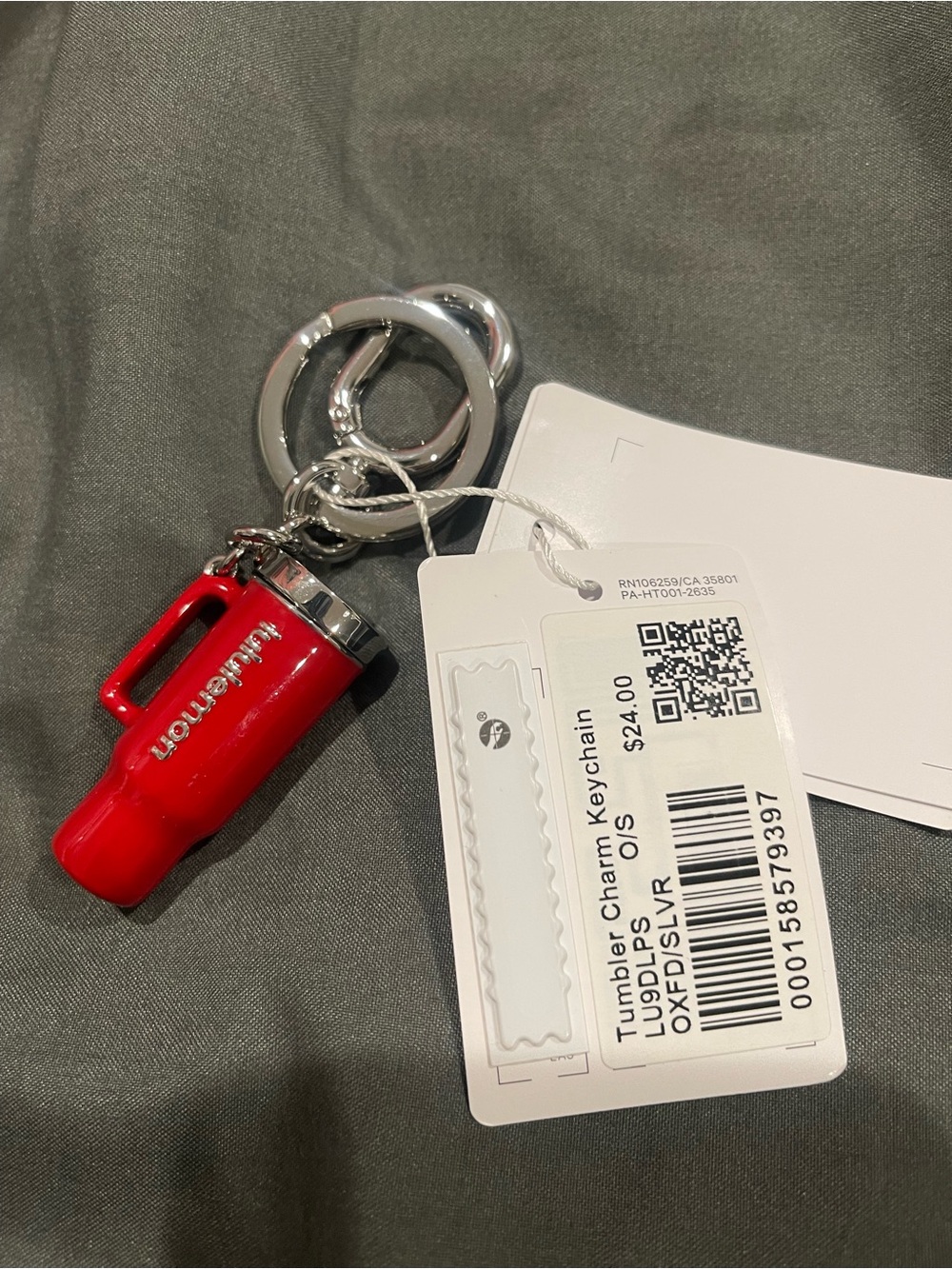 Lululemon Red Tumbler Charm Keychain